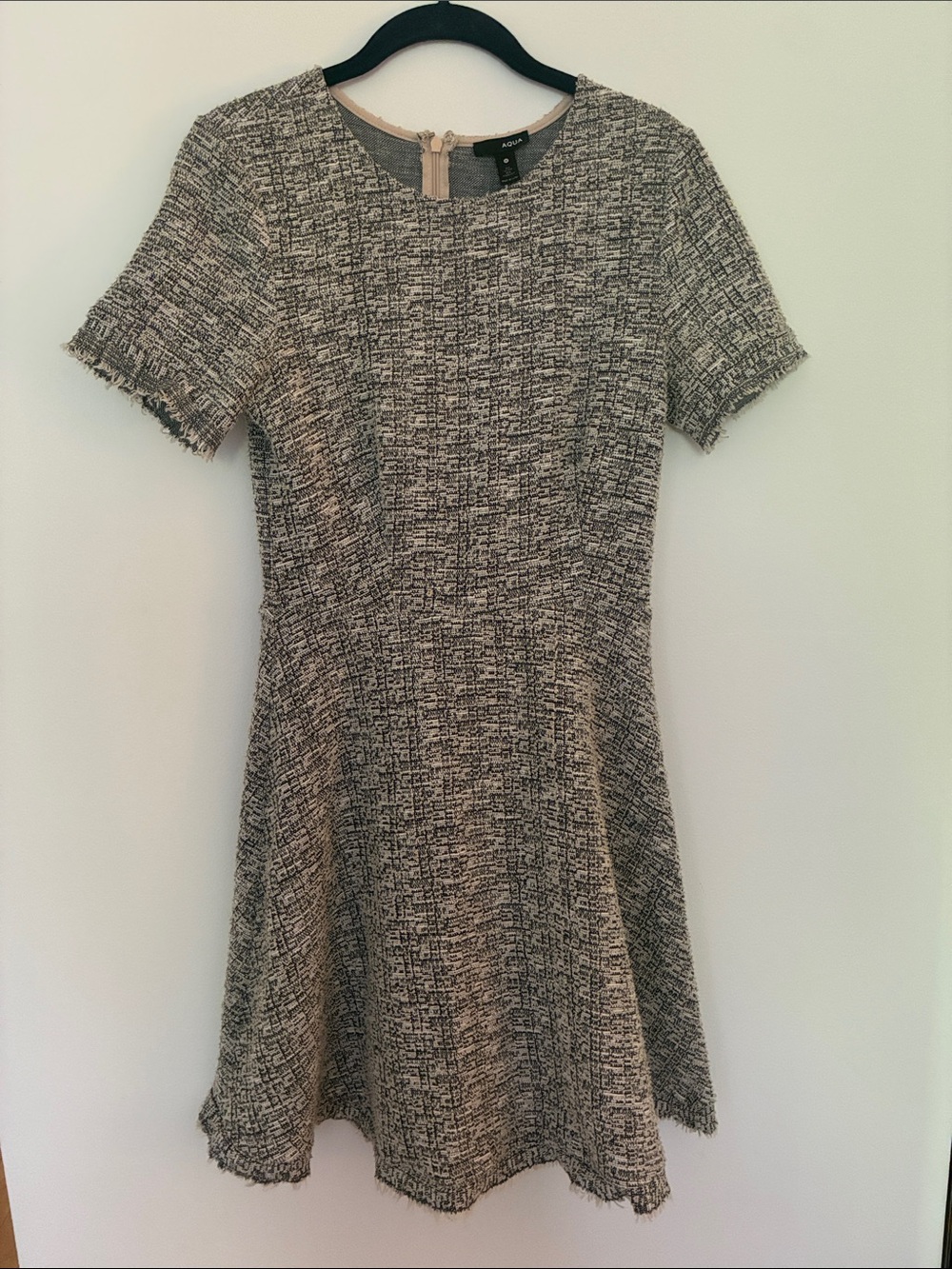 Aqua Black & Cream Tweed Fit-and-Flare Dress